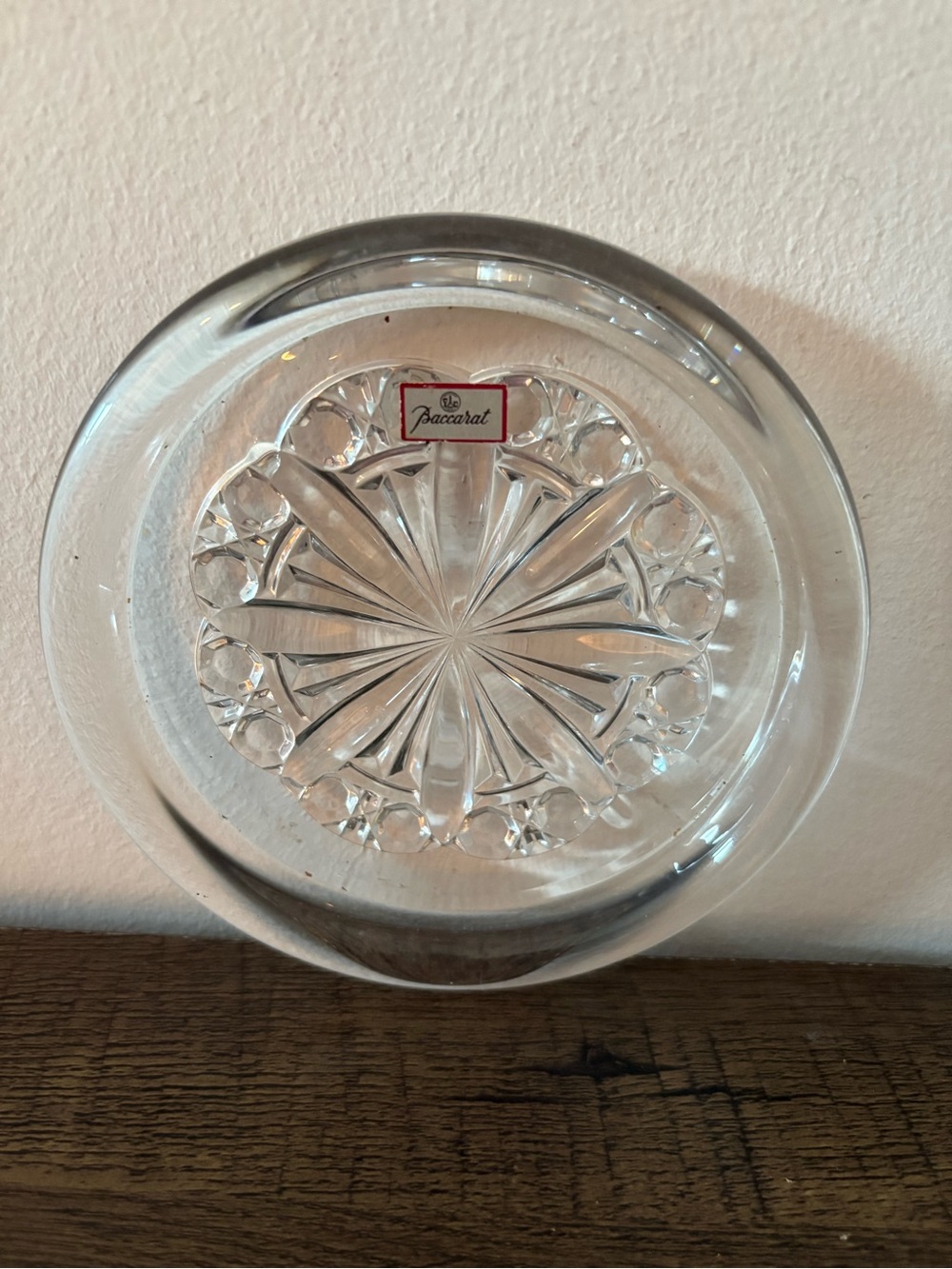 Baccarat Clear Crystal Wine Coaster with Starburst Cut